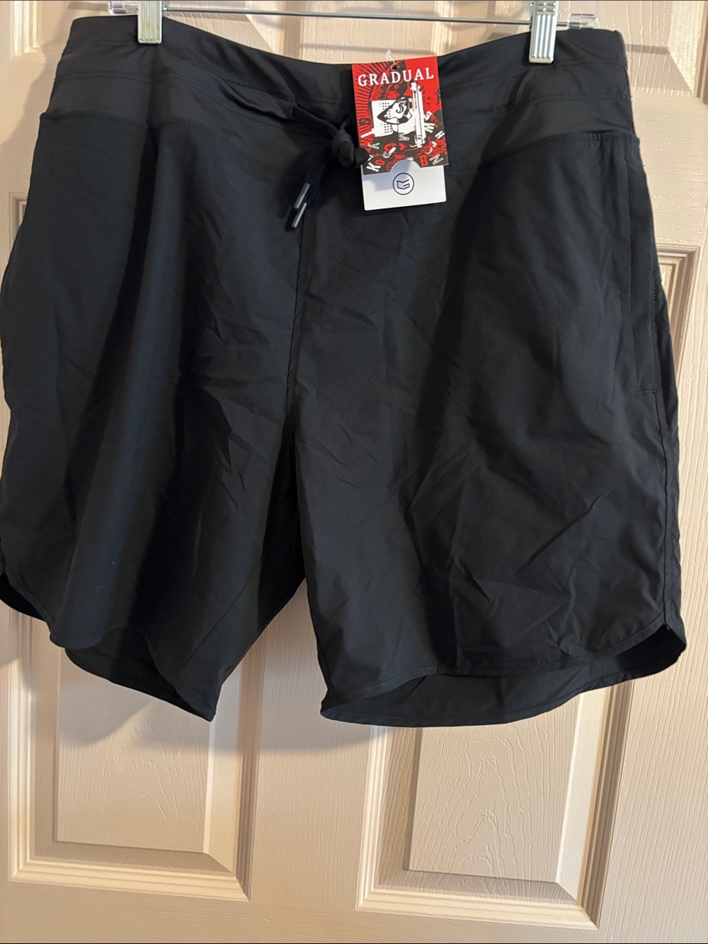 Gradual Women's Black Performance Athletic Swim Shorts with Drawstring